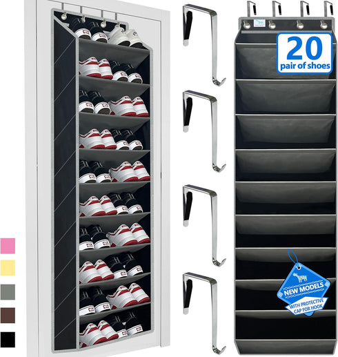 shoe organizer,70 Pounds Large Capacity,20-30-Pair over the door shoe organizer,10 Tiers shoe