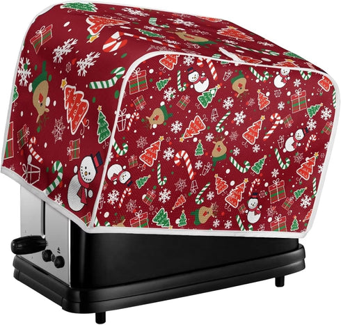 Deer Snowman Toaster Cover - Dust Cover Kitchen Accessories for 4 Slice Toasters, Christmas Decor Kitchen Appliance