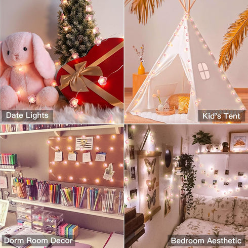 12.8 40 suddus Cherry Blossom Lights, ft LED Flower String Lights Battery Operated with Remote, Pink Fairy Light