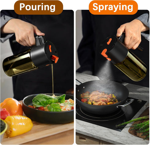 2 1 17oz/500ml Glass In Olive Oil Dispenser Bottle for Kitchen Gadgets, Olive Oil Sprayer for Cooking (Light Blockage