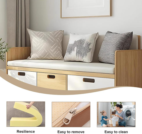 75D Custom Bench Cushions, Cat Claw Leather Fabric Bench Cushions for Indoor/Outdoor Furniture, Mudroom, Reading Nook