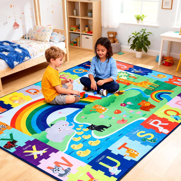 Baby Play Mat for Floor, 5x7 FT Non-Slip Nursery Rug, Extra Thick
