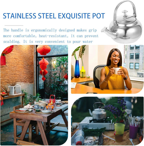 Holibanna Stainless Steel Tea Kettle, Whistling Water Boiling Kettle, Classic Mirror Polished Teapot 14cm