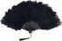 BABEYOND Vintage Style Folding Handheld Ostrich Feather Fan, 1920s Flapper Accessories in Black