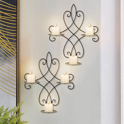 Wall Candle Sconce Holder Set of 2, Metal Wall Sconces Decor Hanging