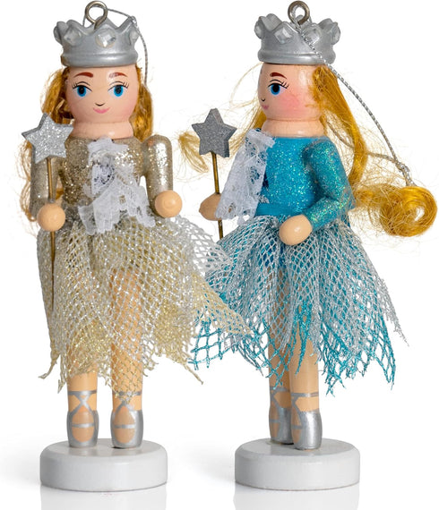 Ornativity Nutcracker Hanging Ornament Figures – Glittered Christmas Mini Wooden Small Ornaments Nutcrackers - 4 Pieces