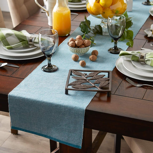 DII Fine Ribbed Collection Eco-Friendly Table Runner, 13x72, Storm Blue