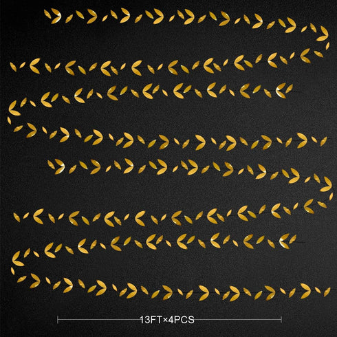 Gold Party Decorations Leaf Garland Hanging Paper Gold Leaves Streamer Banner for Wedding & Birthday Supplies
