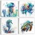Sea Turtle Bathroom Decor Ocean Animals Canvas Wall Art Nautical Theme Teal