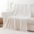 BATTILO HOME Boho Cream Throw Blanket for Couch, Decorative White Blanket Throw for Sofa Living Room, 50"x60"