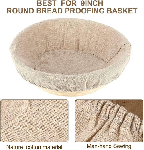 6 Packs Round Bread Proofing Basket Cloth Liner Rattan Baking Dough Basket Cover Natural Rattan Banneton (10 Inch)