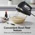 Hamilton Beach 6-Speed Electric Hand Mixer, 275 Watts with Whisk, Dough Hooks, Easy Clean Beaters, Black
