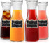 INSETLAN 1 Liter Ribbed Glass Carafe with Lid, Set of 4- Juice