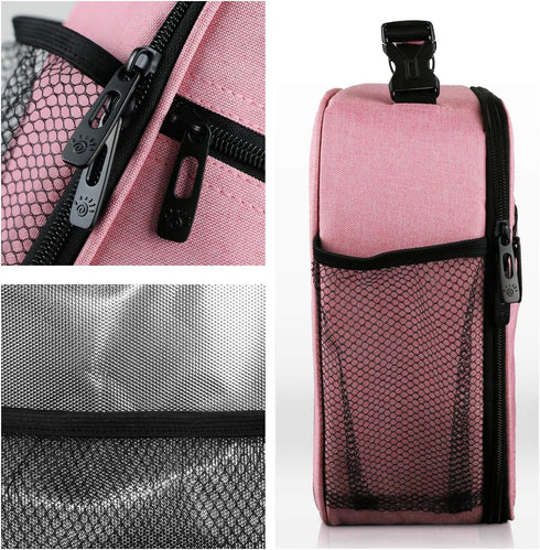 Hap Tim Pink Insulated Lunch Bag for Women, Reusable Spacious Lunchbox for Adults