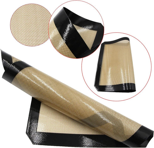 Premium Non-Stick Silicone Baking Mats, Set of 2 Quarter Sheet Toaster Oven Liners, Size 8.5" - 11.5"