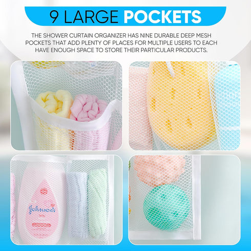 Handy Laundry Hanging Shower Organizer (2-Pack) - 9-Pocket Mesh Caddy for Organizing Bathroom Toiletries and Kids Bath