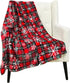 Christmas Holiday Plaid Throw Blanket with Snowflakes: Soft Cozy Accent for Sofa