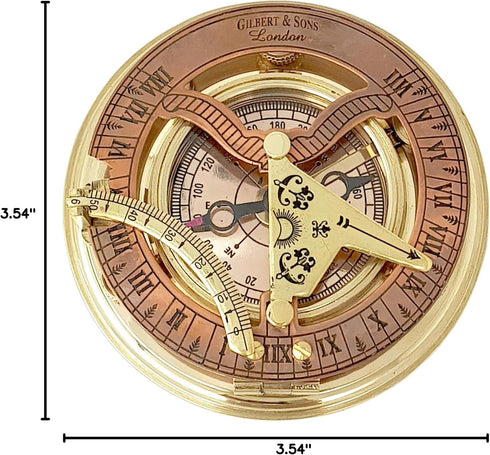 Set Antique Brass & Copper Sundial Compass Gift