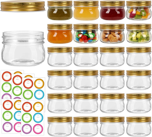 Mcupper 4 oz Mason Jars With Gold Lids, 24 Pack Regular Mouth Canning