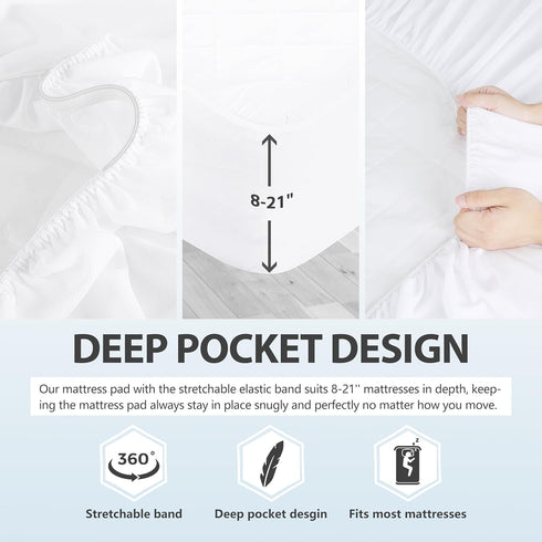 18 Queen Mattress Protector Waterproof Washable Mattress Padded Cover Fitted Queen Size Bed Protection Noiseless