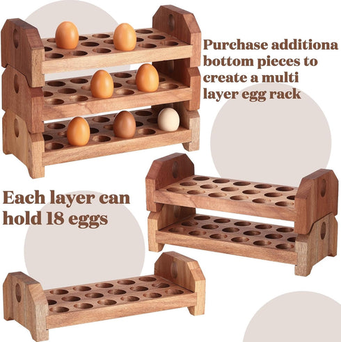 3 54-hole Countertop Patelai Tier Wooden Egg Holder Stackable Egg Storage Trays Organizer Eggs Container Rack