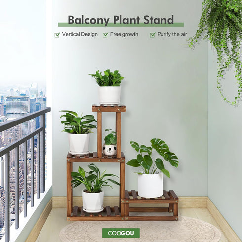 4 Saving,27.6,Small) Wood Plant Stand Indoor Outdoor Tiers Plant Rack Corner Planter Shelf Flower Pot Holder for Living