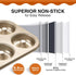 HONGBAKE Nonstick Donut Pans for Baking, 2-Pack 6 Cavity Upgraded Deepened Doughnut Tray for Oven - Bronze Gold
