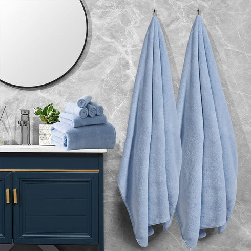 8 Set,2 35x70 Inches 2 4 Pcs Blue Bath Towel Pcs Oversized Towels Pcs Hand Towel Pcs Washcloth Bathroom Towel Quick Qry