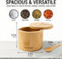 ILConcepts Countertop, 8 Oz Bamboo Salt Cellar Storage Box, Bowl with Magnetic Swivel Lid and Spoon, Wooden Container