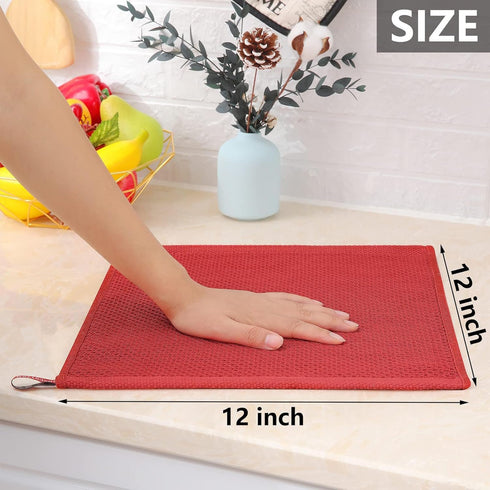 Homaxy 100% Cotton Waffle Weave Kitchen Dish Cloths, Ultra Soft Absorbent Quick Drying (12 x 12 Inches, 6-Pack, Brick