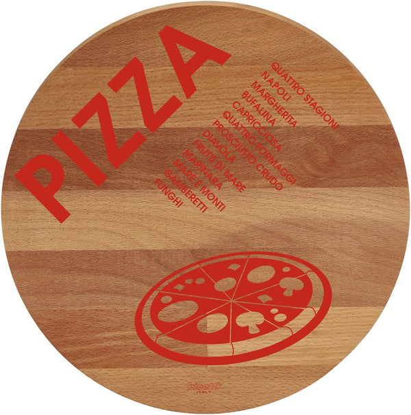 Bisetti BT-26823 "Pizza" Beech Wood Round Cutting Board, 11.8", Brown by Bisetti