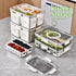 shopwithgreen Fruit Storage Containers with Lid and Handle, 4 Removable Colanders for Fridge, Portable Food Box