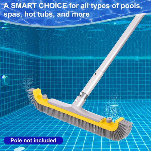 20'' POOLAZA Pool Brush, Heavy Duty Pool Brushes for Cleaning Pool Walls & Floors, Premium Pool Brush Head for Inground