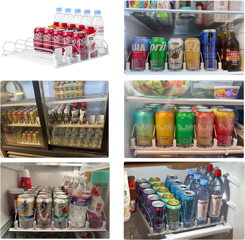 SZNLZQ Glide,12oz 16oz 20oz-Soda 25 Drink Organizer for Fridge-White Automatic Pusher Dispenser for Fridge-Holds up