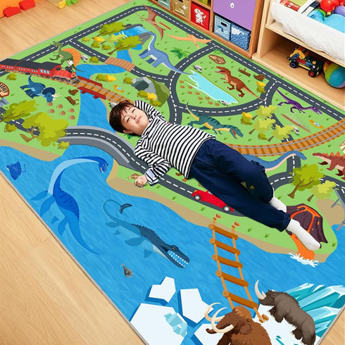 3x4 Kids Rugs for Playroom - Soft & Non-Slip Feet Dinosaur Play Mat,Childrens Dinosaurs Carpet Washable Rug