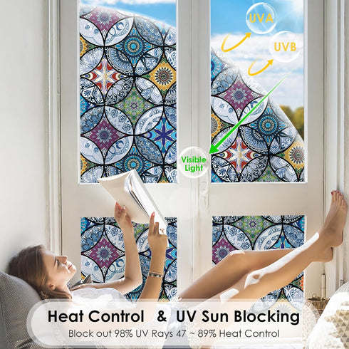 DKTIE Static Cling Decorative Window Film with Installation Tools, Non-Adhesive Privacy Film for Bathroom Shower Door,