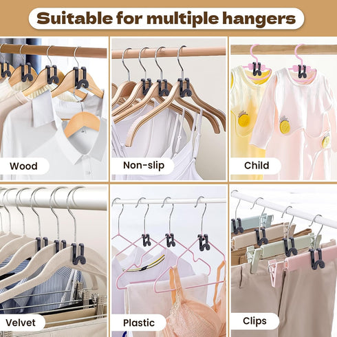 Mlici Clothes Hanger Connectors - 60 Pcs Heavy Duty Plastic Mini Hooks for Space Saver Closet Organizer, Black