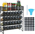 Skiileor Spice Rack Organizer with 28 Spice Jars, Black LidsSpice Labels, Chalk