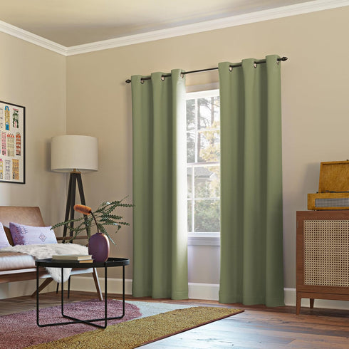 Sun Zero Easton Energy Saving Blackout Grommet Curtain Panel, 40" x 84", Sage Green Color