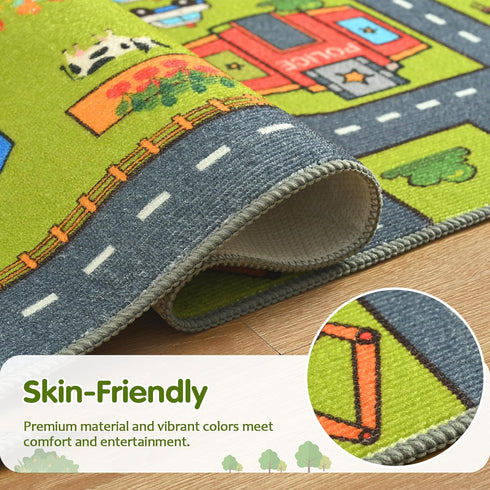 3x5 3-12 Merelax Kids Car Area Rug, Grey Green Area Road Rugs for Living Room Playroom Classroom Bedroom, Non Slip Kids