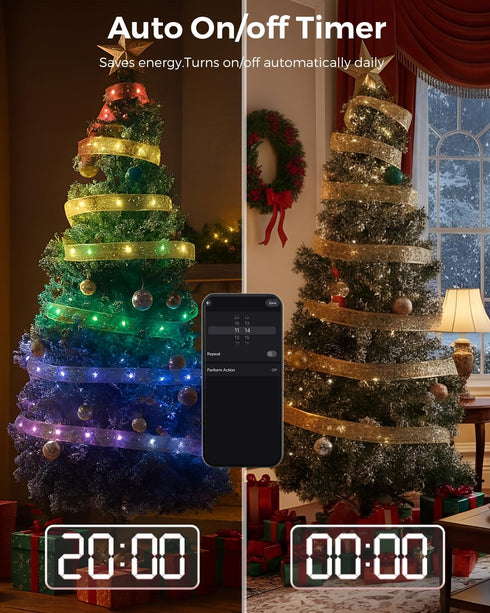 33FT 100 80 Smart Christmas Ribbon Lights, Color Changing Lighted Ribbon, LEDs, Modes, APP & Remote Control, Music