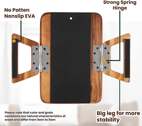 Drink(13.8" 9.5" 1") Tinamo Acacia Wood Sofa Armrest Tray with Phone Holder - Large Sofa Arm Tray Table Clip - Couch
