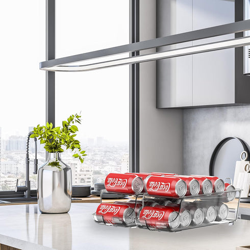 Simple Houseware 2-Pack Clear Front-Loading Beverage Soda Can Organizer Dispenser