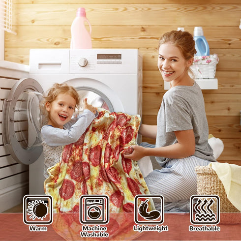 71 inches 300 Bcareself Pizza Blanket for Adult Kids, Double Sided Funny Realistic Food Pepperoni Pizzas Personalized