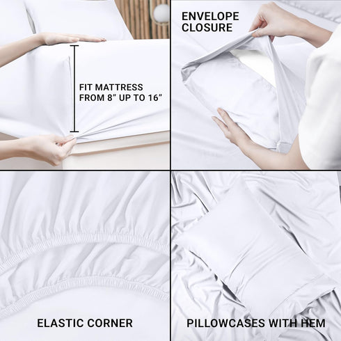 Utopia Bedding Twin Sheet Set, 3 Piece, Soft Microfiber, White