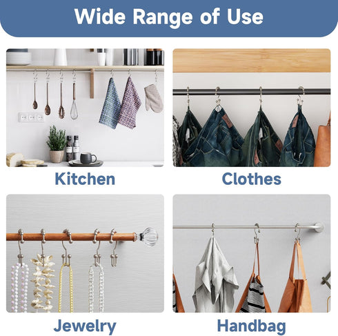 Titanker Shower Curtain Hooks Rings, Set of 12 Rust-Resistant Metal Double Glide Shower Hooks for Bathroom
