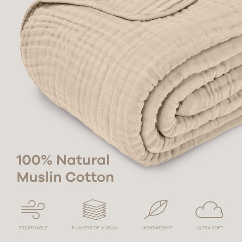 90" 90" 6 Comfy Cubs Muslin Blanket for Adults Queen x - Layer Soft, Breathable & Lightweight Muslin Adult Blanket