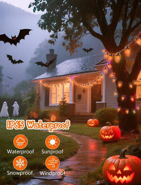 26ft C7 50 SUNSGNE Orange String Lights Outdoor, Halloween Outdoor Light with LED Orange Lights for Halloween Yard