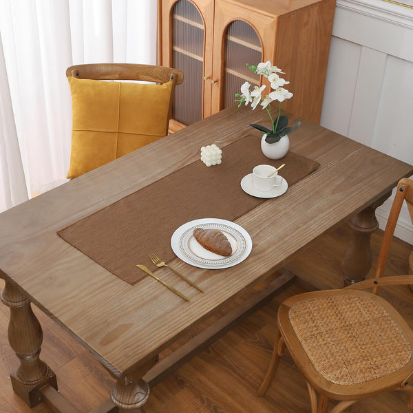 Gernaice Solid Color Table Runner, Rustic Cotton Linen Farmhouse Table Runners for Dresser