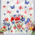 Mfault 4th of July Summer Wild Flower Patriotic Window Clings, 4 Sheets Red Blue Floral Butterfly USA Stickers for Decor